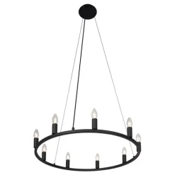 QAZQA Schlafzimmerlampen|Küchenlampen*Industrielle Hängelampe schwarz 9-flammig - Knight