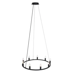 QAZQA Schlafzimmerlampen|Küchenlampen*Industrielle Hängelampe schwarz 9-flammig - Knight