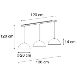 QAZQA Pendelleuchten|Wohnzimmerlampen*Industrielle Hängelampe schwarz mit goldenen 3-Lichtern - Magnax