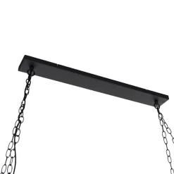 QAZQA Schlafzimmerlampen|Küchenlampen*Industrielle Hängelampe schwarz mit Holz 5-Licht - Regal