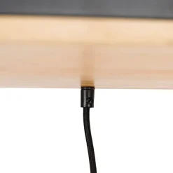 QAZQA Schlafzimmerlampen|Küchenlampen*Industrielle Hängelampe schwarz mit Holz 5-Licht - Regal