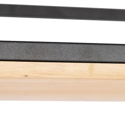 QAZQA Schlafzimmerlampen|Küchenlampen*Industrielle Hängelampe schwarz mit Holz 5-Licht - Regal