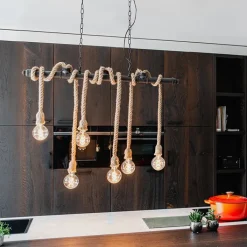 QAZQA Pendelleuchten|Wohnzimmerlampen*Industrielle Hängelampe schwarz 6-Licht - Plural