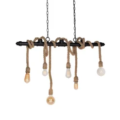 QAZQA Pendelleuchten|Wohnzimmerlampen*Industrielle Hängelampe schwarz 6-Licht - Plural