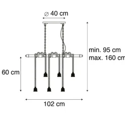 QAZQA Pendelleuchten|Wohnzimmerlampen*Industrielle Hängelampe schwarz 6-Licht - Plural