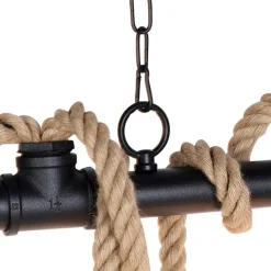 QAZQA Pendelleuchten|Wohnzimmerlampen*Industrielle Hängelampe schwarz 6-Licht - Plural