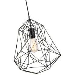 QAZQA Pendelleuchten|Wohnzimmerlampen*Industrielle Hängelampe schwarz - Framework Basic