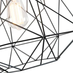 QAZQA Pendelleuchten|Wohnzimmerlampen*Industrielle Hängelampe schwarz - Framework Basic