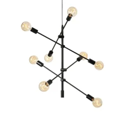 QAZQA Pendelleuchten|Wohnzimmerlampen*Industrielle Hängelampe schwarz 8-flammig – Sydney