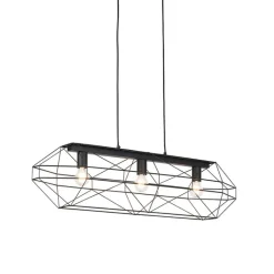 QAZQA Pendelleuchten|Wohnzimmerlampen*Industrielle Hängelampe schwarz 3-flammig - Karkasse