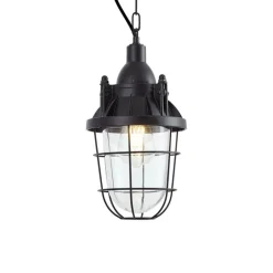 QAZQA Pendelleuchten|Wohnzimmerlampen*Industrielle Hängelampe schwarz mit Glas - Cabin