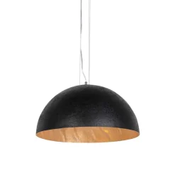 QAZQA Pendelleuchten|Wohnzimmerlampen*Industrielle Hängelampe schwarz mit Gold 50 cm - Magna