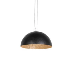 QAZQA Pendelleuchten|Wohnzimmerlampen*Industrielle Hängelampe schwarz mit Gold 50 cm - Magna