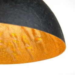 QAZQA Pendelleuchten|Wohnzimmerlampen*Industrielle Hängelampe schwarz mit Gold 50 cm - Magna