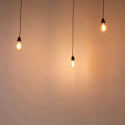 QAZQA Leuchten Ohne Schirm|Pendelleuchten*Industrielle Hängelampe schwarz 3-flammig - Cava