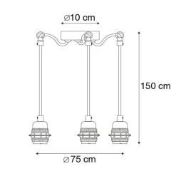 QAZQA Leuchten Ohne Schirm|Pendelleuchten*Industrielle Hängelampe schwarz 3-flammig - Cava