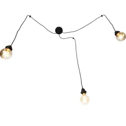 QAZQA Leuchten Ohne Schirm|Pendelleuchten*Industrielle Hängelampe schwarz 3-flammig - Cava