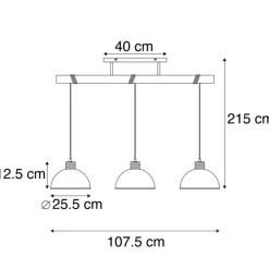 Trio Leuchten Pendelleuchten|Wohnzimmerlampen*Industrielle Hängelampe Stahl 3 Lichter - Arti