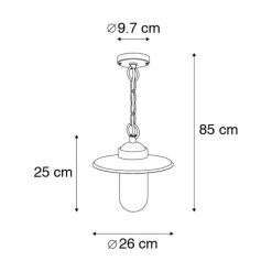QAZQA Gartenbeleuchtung|Pendelleuchten Außen*Industrielle Hängelampe Zink IP44 - Munich