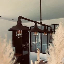 QAZQA Küchenlampen|Esszimmerlampen*Industrielle Hängeleuchte Schwarz 4-flammig - Laser