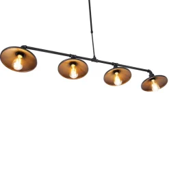 QAZQA Küchenlampen|Esszimmerlampen*Industrielle Hängeleuchte Schwarz 4-flammig - Laser