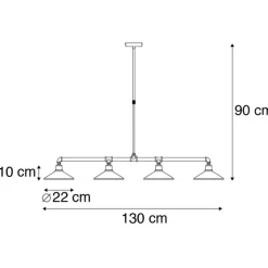 QAZQA Küchenlampen|Esszimmerlampen*Industrielle Hängeleuchte Schwarz 4-flammig - Laser