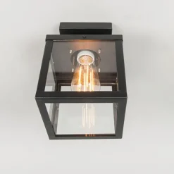 QAZQA Gartenbeleuchtung|Deckenleuchten Außen*Industrielle Outdoor-Deckenleuchte schwarz 1-flammig - Rotterdam