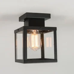 QAZQA Gartenbeleuchtung|Deckenleuchten Außen*Industrielle Outdoor-Deckenleuchte schwarz 1-flammig - Rotterdam