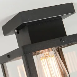 QAZQA Gartenbeleuchtung|Deckenleuchten Außen*Industrielle Outdoor-Deckenleuchte schwarz 1-flammig - Rotterdam