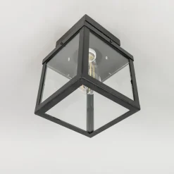 QAZQA Gartenbeleuchtung|Deckenleuchten Außen*Industrielle Outdoor-Deckenleuchte schwarz 1-flammig - Rotterdam