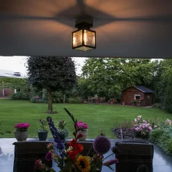 QAZQA Gartenbeleuchtung|Deckenleuchten Außen*Industrielle Outdoor-Deckenleuchte schwarz 1-flammig - Rotterdam