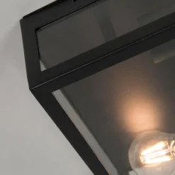 QAZQA Gartenbeleuchtung|Deckenleuchten Außen*Industrielle Outdoor-Deckenleuchte schwarz 2-flammig - Rotterdam