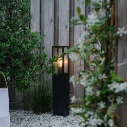 QAZQA Stehlampen Außen|Gartenbeleuchtung*Industrielle Outdoor-Stehleuchte schwarz 80 cm IP44 - Charlois