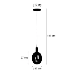 QAZQA Pendelleuchten|Wohnzimmerlampen*Industrielle Pendelleuchte schwarz inkl. LED G170 dimmbar - Facil