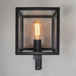 QAZQA Gartenbeleuchtung|Außenwandleuchten*Industrielle quadratische Außenwandleuchte schwarz IP23 - Rotterdam