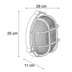 QAZQA Gartenbeleuchtung|Außenwandleuchten*Industrielle runde Wandleuchte schwarz IP44 - Noutica