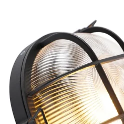 QAZQA Gartenbeleuchtung|Außenwandleuchten*Industrielle runde Wandleuchte schwarz IP44 - Noutica