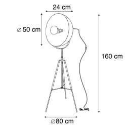 QAZQA Smarte Stehlampen|Stehlampen*Industrielle Smart Stehleuchte schwarz Stativ inkl. WiFi A60 - Magna 50 Eglip