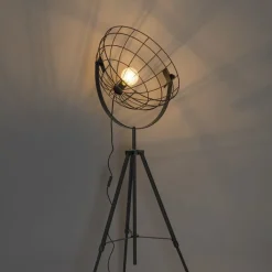 QAZQA Stehlampen|Wohnzimmerlampen*Industrielle Stativ-Stehleuchte schwarz 50 cm verstellbar - Hanze