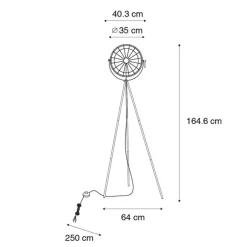 QAZQA Stehlampen|Wohnzimmerlampen*Industrielle Stativ-Stehleuchte schwarz 35 cm verstellbar - Hanze