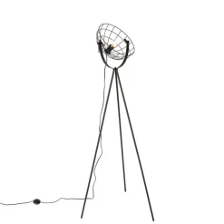 QAZQA Stehlampen|Wohnzimmerlampen*Industrielle Stativ-Stehleuchte schwarz 35 cm verstellbar - Hanze