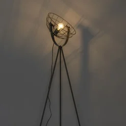 QAZQA Stehlampen|Wohnzimmerlampen*Industrielle Stativ-Stehleuchte schwarz 35 cm verstellbar - Hanze