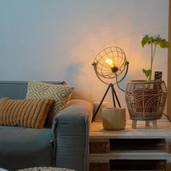 QAZQA Tischlampen|Wohnzimmerlampen*Industrielle Stativ-Tischlampe schwarz verstellbar - Hanze