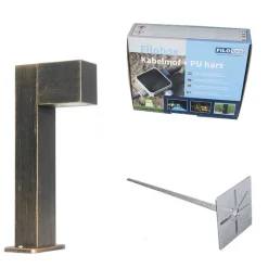 QAZQA Stehlampen Außen|Gartenbeleuchtung*Industrielle stehende Außenlampe Antikgold 35 cm IP44 - Baleno