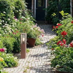 QAZQA Stehlampen Außen|Gartenbeleuchtung*Industrielle stehende Außenlampe rostbraun 80 cm IP44 - Charlois