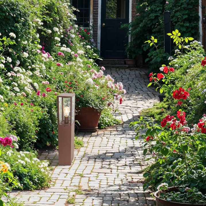 QAZQA Gartenbeleuchtung|Stehlampen Außen*Industrielle stehende Außenlampe rostbraun 80 cm IP44 - Charlois