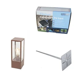 QAZQA Stehlampen Außen|Gartenbeleuchtung*Industrielle stehende Außenlampe rostbraun 40 cm IP44 - Charlois