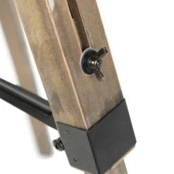 QAZQA Schlafzimmerlampen|Küchenlampen*Industrielle Stehlampe auf Holzstativ mit grauem Schirm - Laos