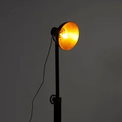 QAZQA Schlafzimmerlampen|Esszimmerlampen*Industrielle Stehlampe Bronze mit Holz - Mangos