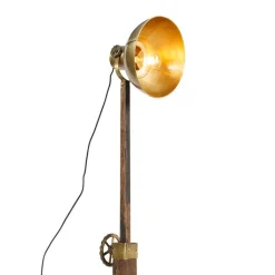 QAZQA Schlafzimmerlampen|Esszimmerlampen*Industrielle Stehlampe Bronze mit Holz - Mangos